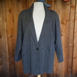 Vintage Check Point 100% Wool Blazer Jacket Winter Coat Made In USA Woman's M